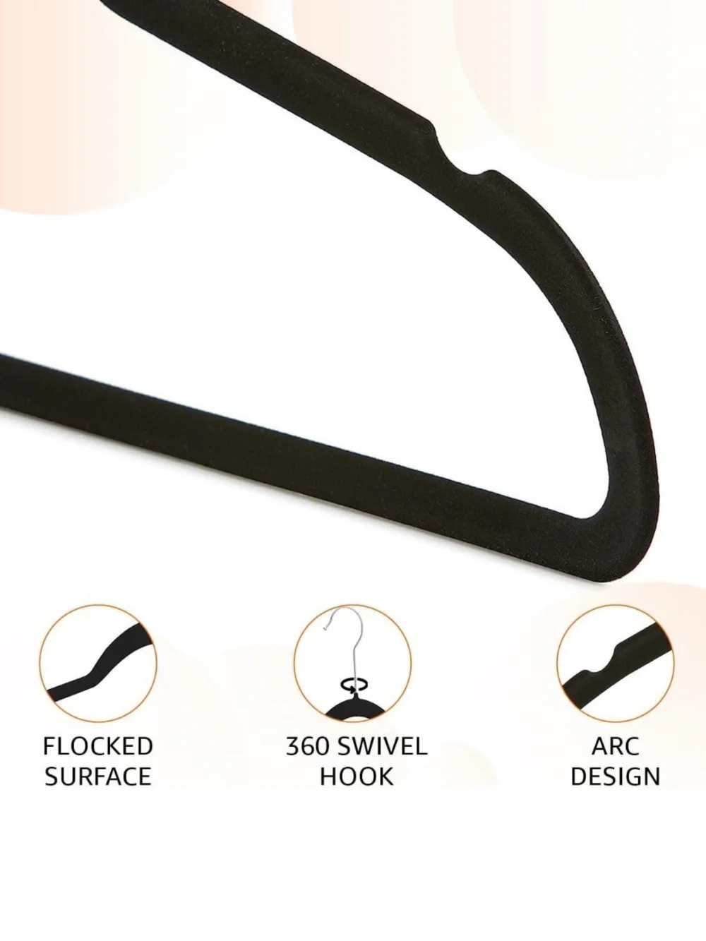 NEW Whitmor Spacemaker Black Velvet Hangers - 25 Count